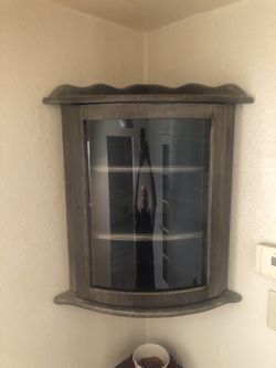 Antique CornerShelf Unit With Rounded Glass Two Shelves!