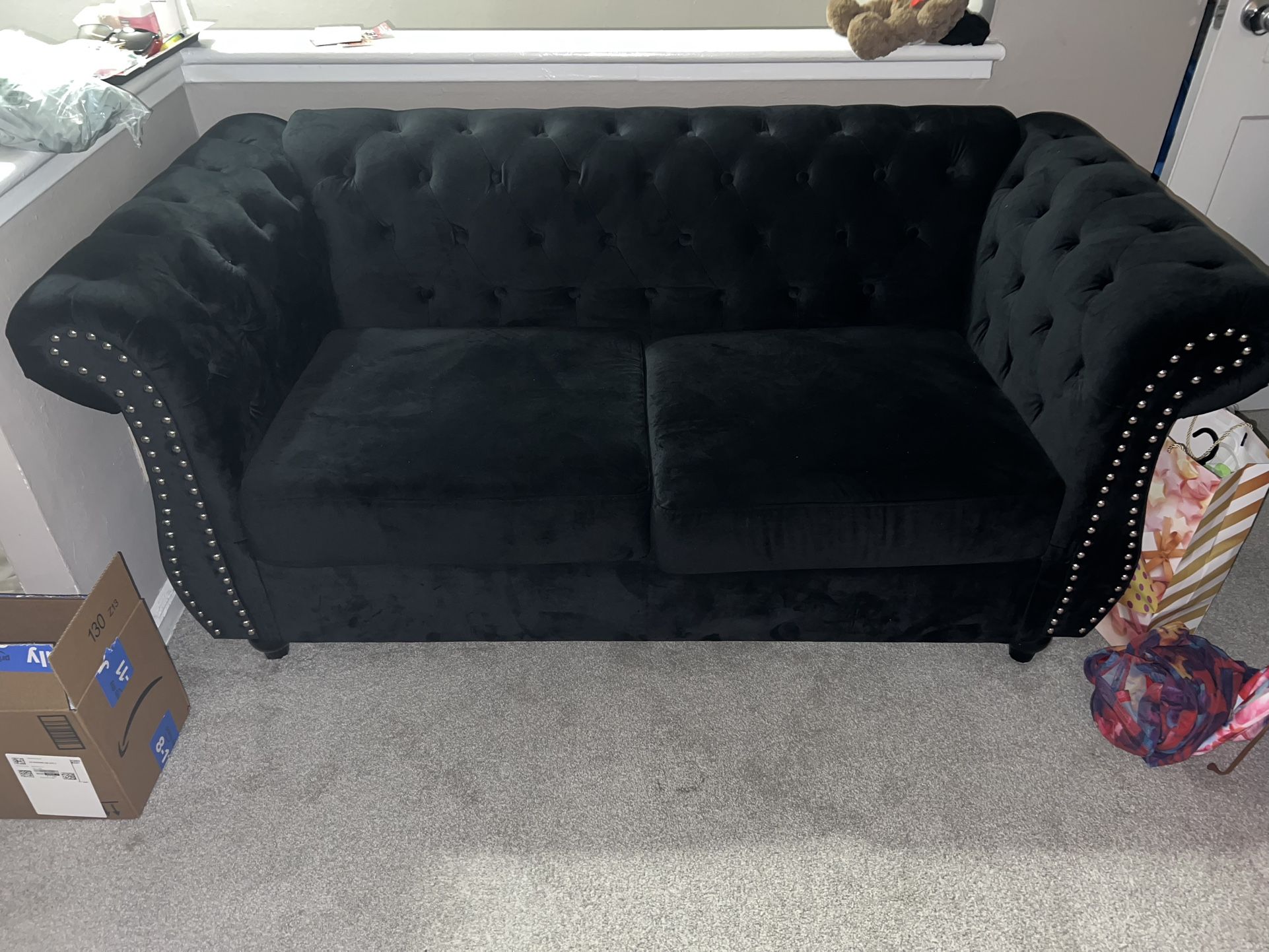 Dark Gray Love Seat For Sale