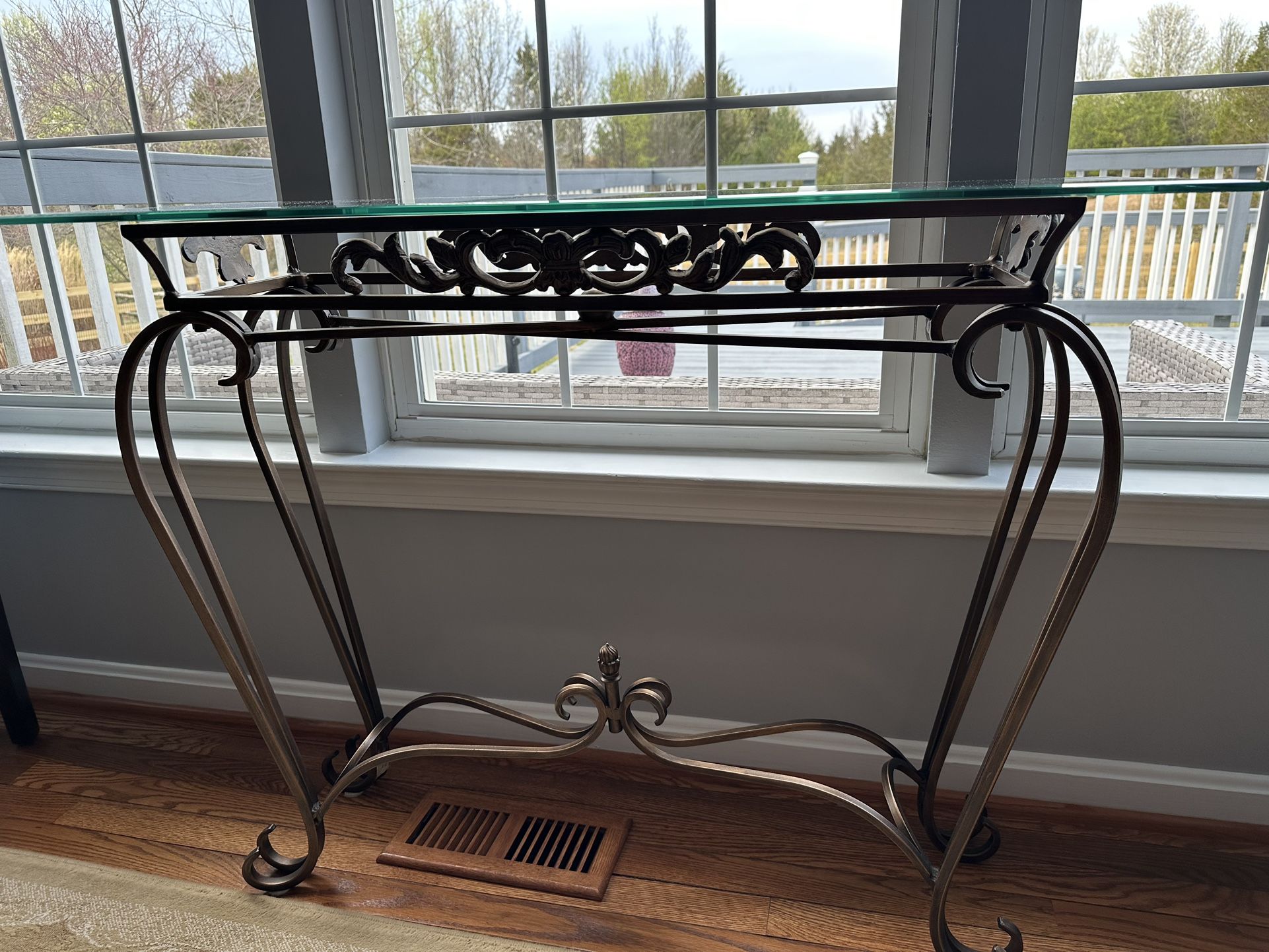 Glass And Iron Side Table