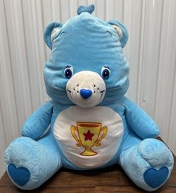 Vintage Care Bears Champ Bear Blue White 24" Jumbo Large Plush 2002