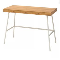 IKEA LILLÅSEN Desk, bamboo, 40 1/8x19 1/4 " LIKE NEW with Rolling/Adjustable Chair