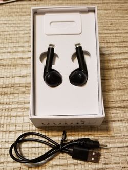 Black headphones, bluetooth earbuds, wireless