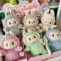 Labubu v1.0 exciting macaron key charms plush pendants m/whole set