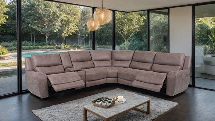Brand New Slate Brown Power Reclining Sectional Sofa