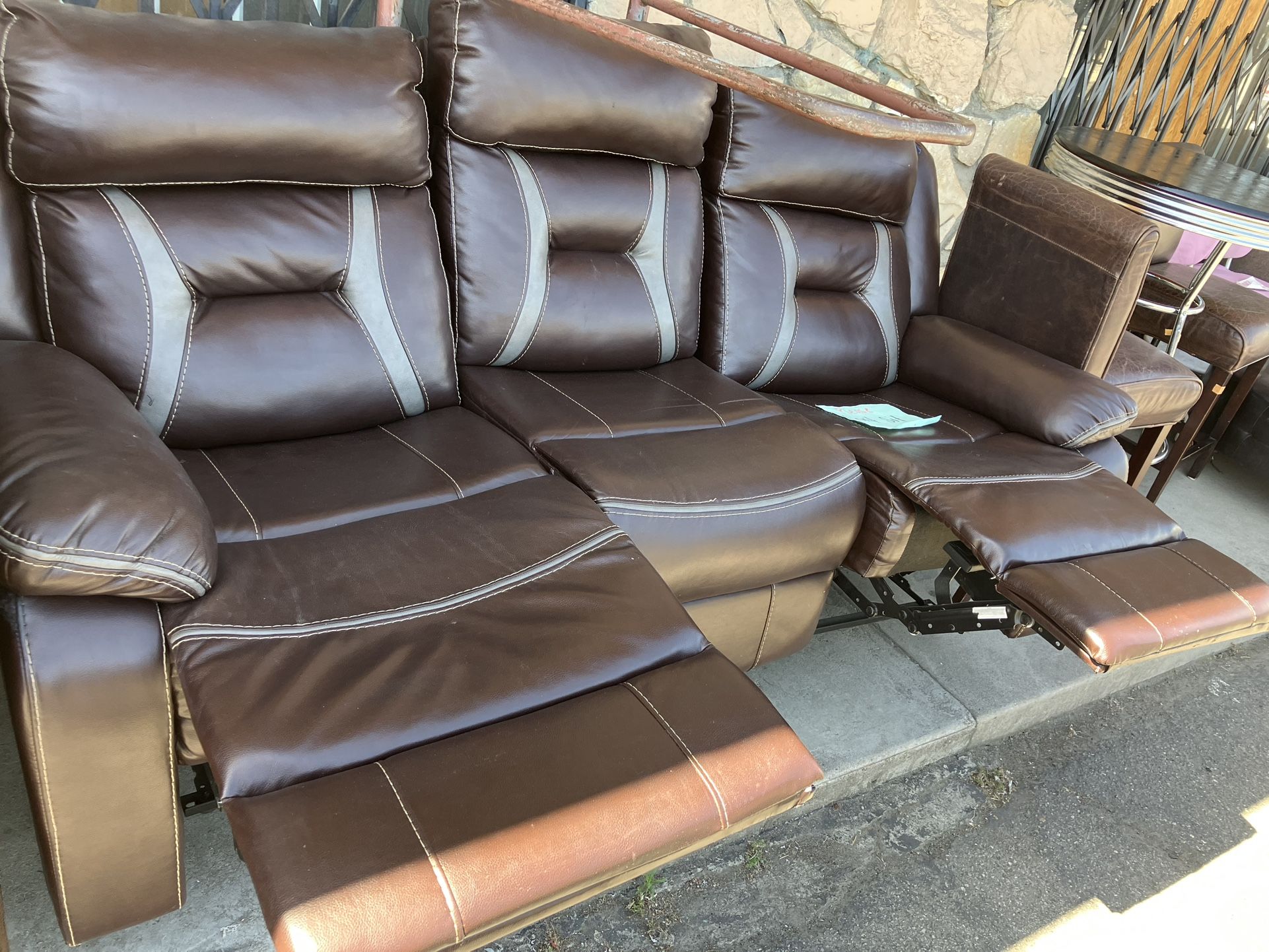 Brown Double Reclining Sofa
