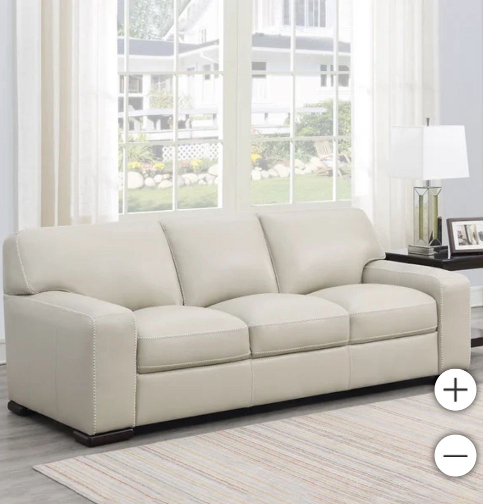 Beige Genuine Leather Sofa