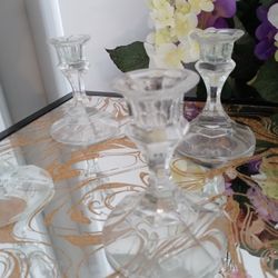 Vintage Crystal Candle Holders Set of 4 Wedding Gifts Home Decor 