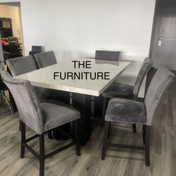 Faux Marble Table With 6 Velvet Chairs 🪑 