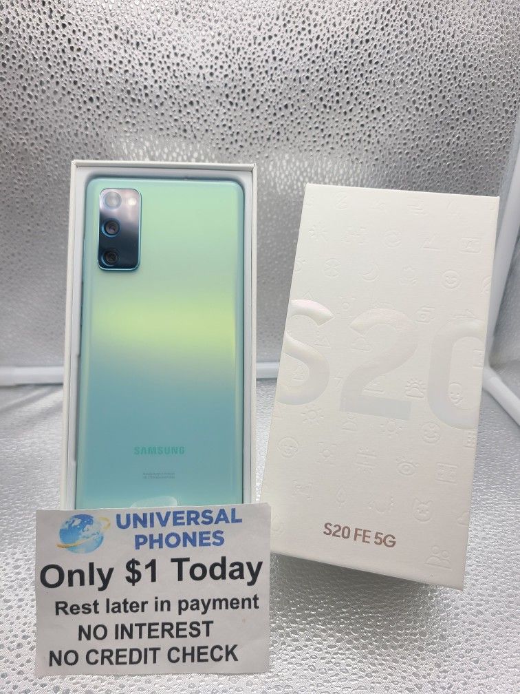 SAMSUNG GALAXY S20 FE 5G 128GB UNLOCKED. FREE SMARTWACH/ HEADPHONES. PAY $1 TODAY REST IN PAYMENTS. NO CREDIT NEEDED FINANCING