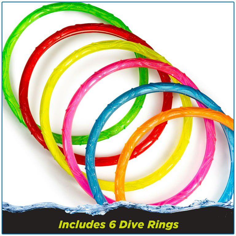 PlayDay Sparkly Dive Ring Set, Pool Rings For Kids 5 and Up, 6 Rings Included!