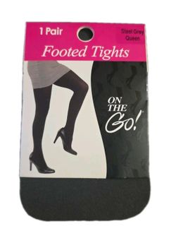 On The Go! Steel Grey Gray Footed Tights Womens Size Queen Q