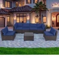 Newly assembled 7 Pieces Outdoor Patio Furniture Sets Rattan Set Wicker PE Set DELIVER W/ FEE
