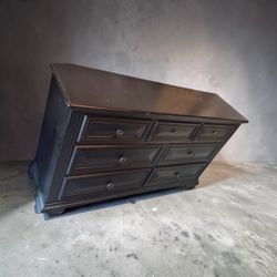 Dark Wood 9-Drawer Double Dresser