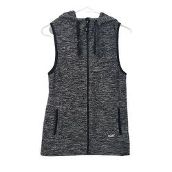 ROXY Womens Gray Marbled Fleece Hooded Full Zip Electric Feeling Vest Size Med