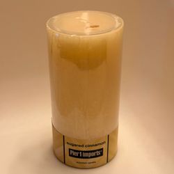Pier 1 Imports Sugared Cinnamon Scented Pillar Candle 3” x 6” 75 Hr Burn Retired