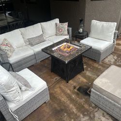 Nine Piece Outdoor Wicker, Patio Set