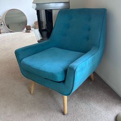 Turquoise Mid Century Modern Accent Chair