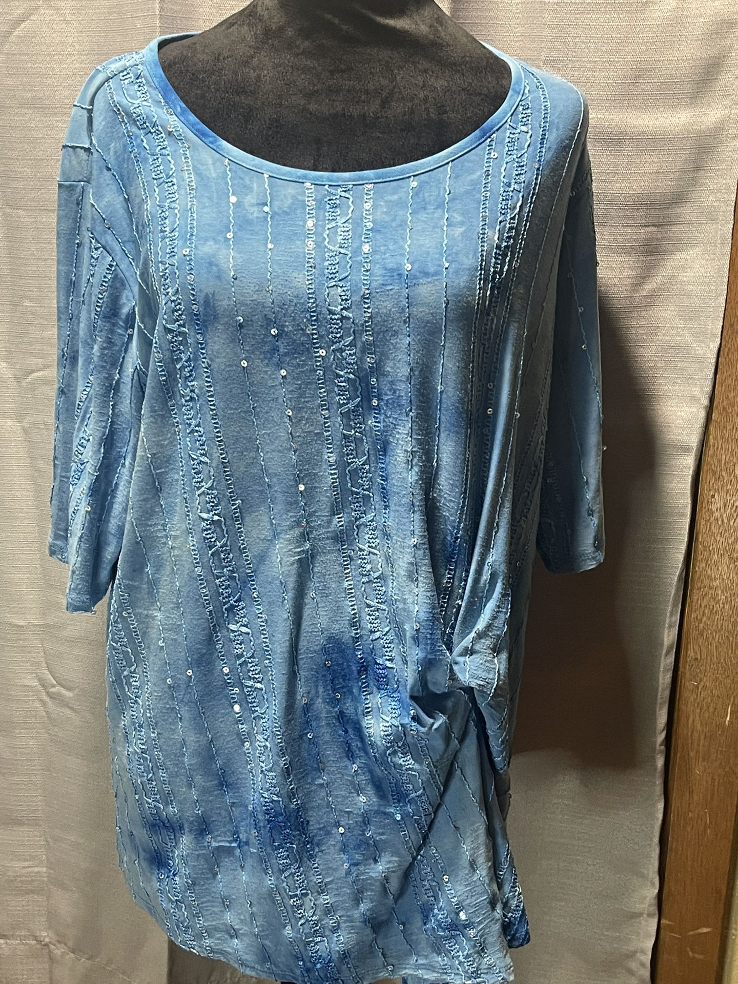Dressy Blue Sequined Top