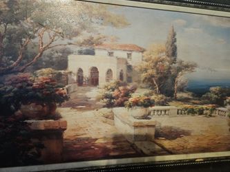 Framed Tuscan Path By Lombardi Canvas Giclee Art