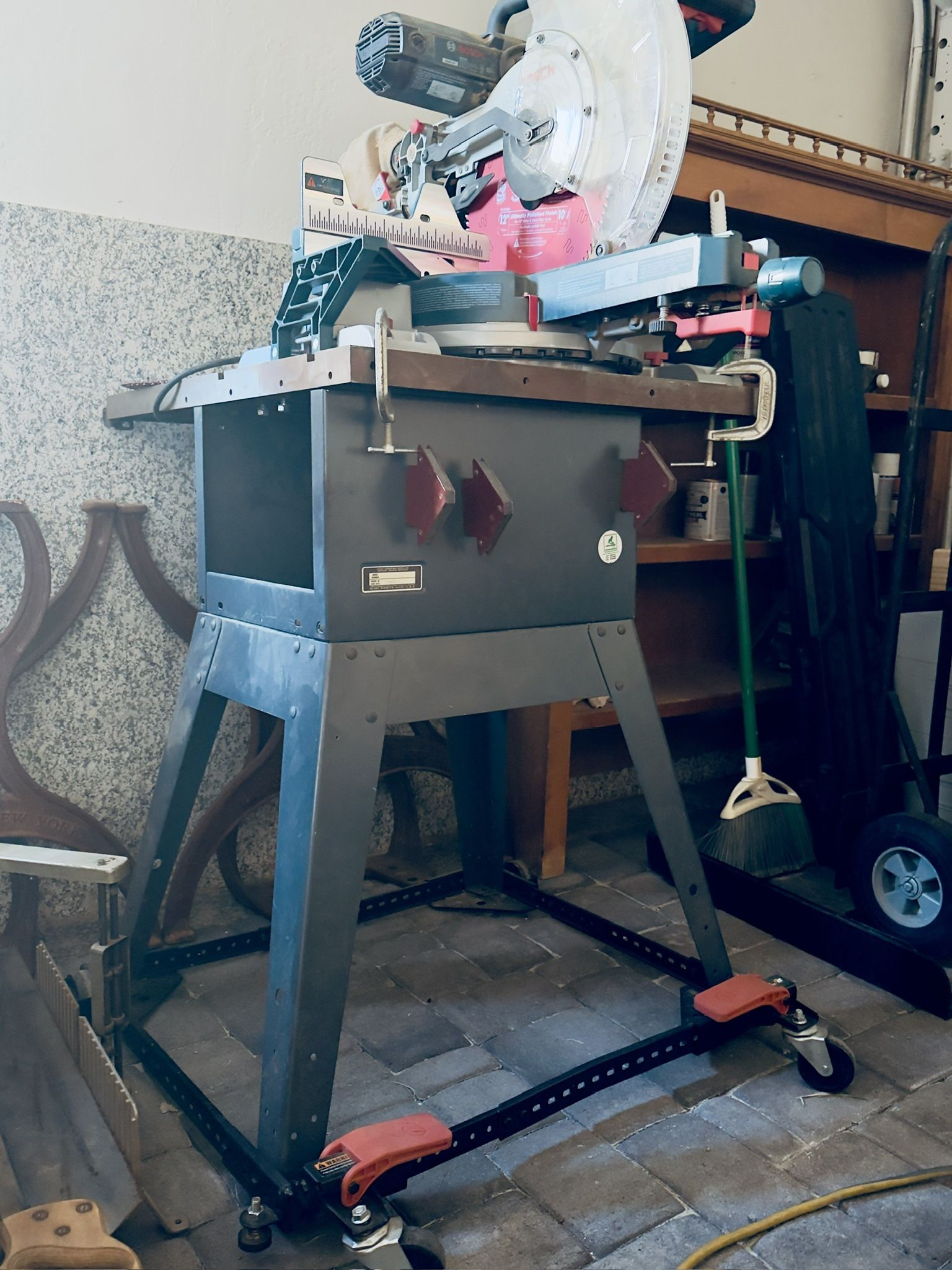 Bosch 12” Sliding Miter Saw + Stand + Mobile Base + Extra Diablo Blade