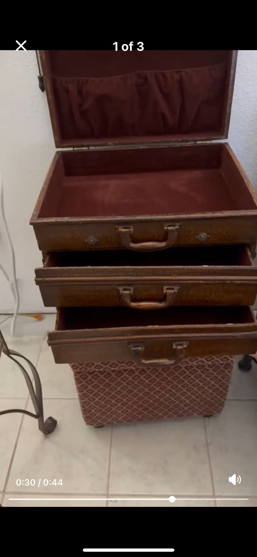 Three Drawer Storage Chest Style To Look Like A Stack Vintage Suitcase $70
