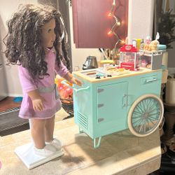 American Doll With Snack Cart 