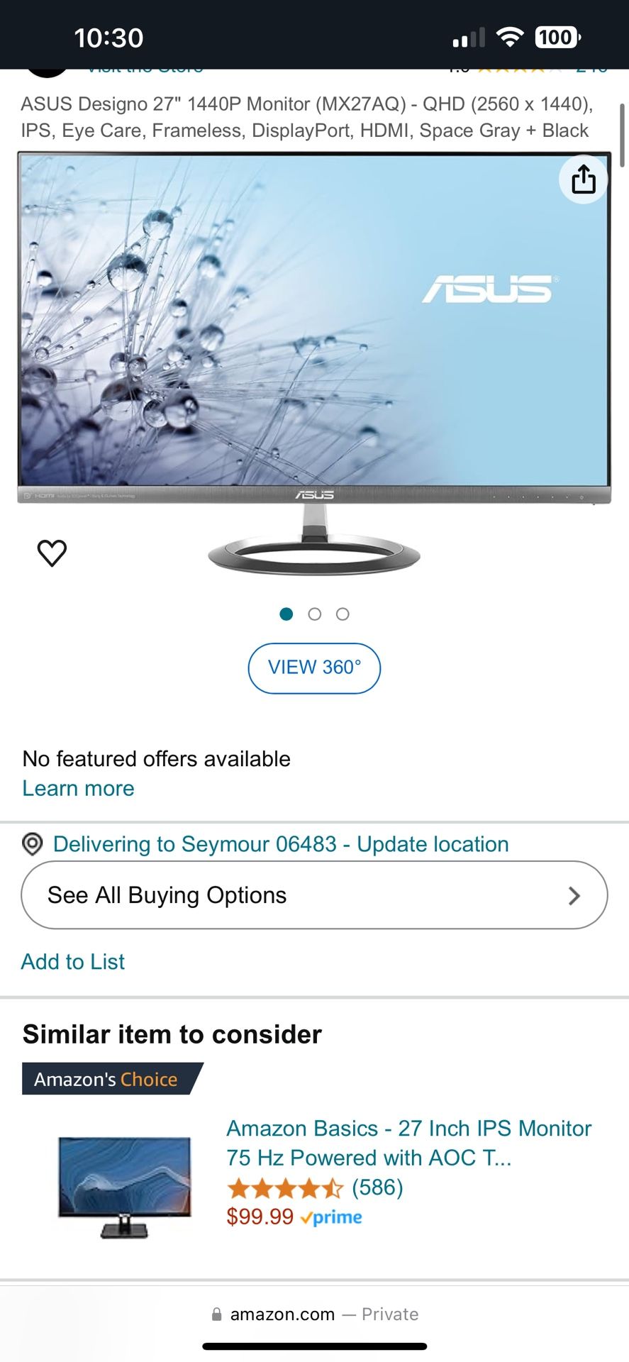 Asus Monitor New Mx27qa