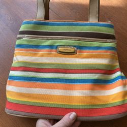 Capezio striped canvas handbag