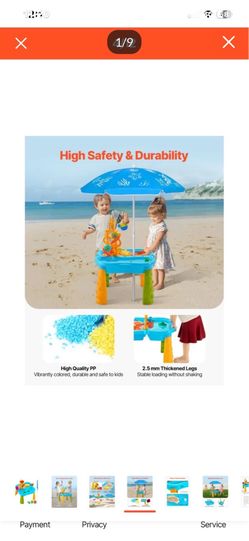 Sand and Water Table for Toddlers, Kids Activity Sensory Table, Outdoor Sand Water Playset with 11PCS Toy Accessories & Umbrella, Summer Water Activit