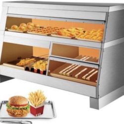 Commercial Food Warmer Display Case 60-Inch, 2-Tier Pizza Display Warmer 10.5 cu.ft