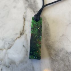 UV Glow Wood and Resin Pendant Necklace
