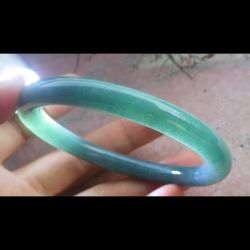 Certificate Jadeite 6.75inches Luck Good fortune bangle green Jade Round Circle Bangle Bracelet 56mm 