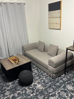 Gray Fabric Sofa with Cushions