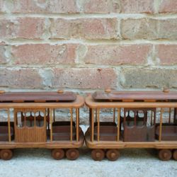 Vintage Berkley's Wooden Toy Factory Trolley Music Boxes 