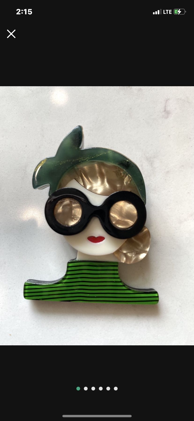 Cutest New Vintage Style Brooch / Lapel Pin Fashion Fun - Made in Thick Acrylic Material