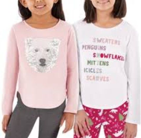 member's mark girls 2pack long sleeve tee wh/pink sz 14/16