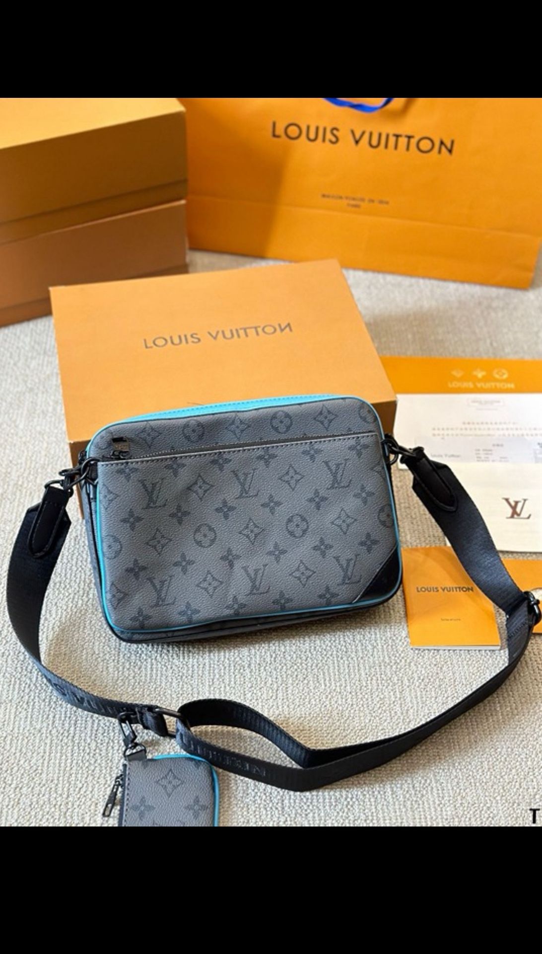 Louis Vuitton Messenger Bag – Turquoise, Gray & Black
