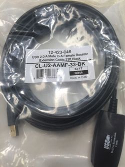 USB 2.0 A Male to Female booster cable 33ft