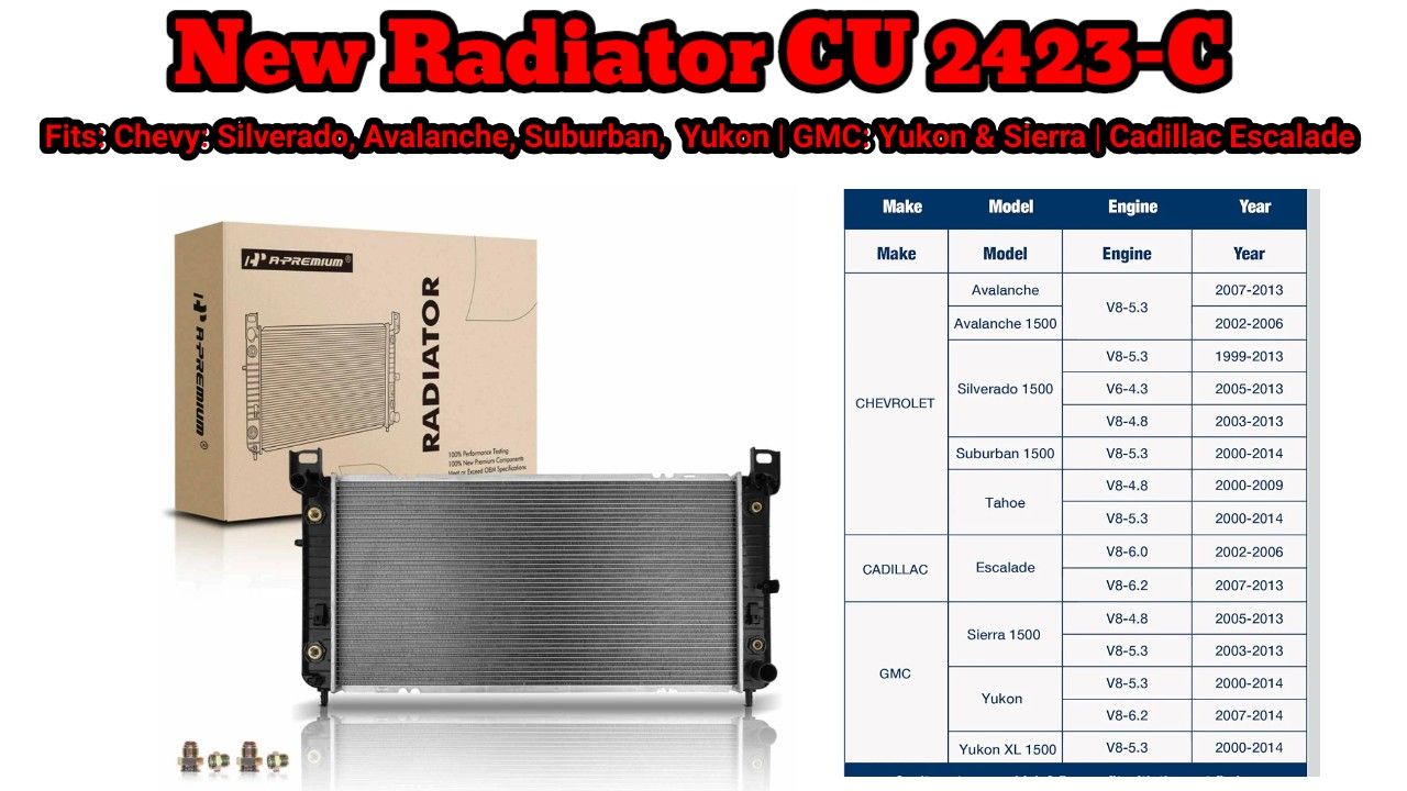 NEW Aluminum Radiator Fits Chevy, GMC  & Cadillac Escalade Vehicles