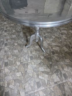 Round Silver Pedestal Accent Table