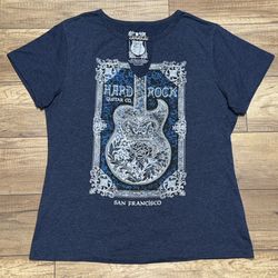 Hard Rock Guitar Co Blue Embellished Keyhole Split Neck T Shirt Womens 2XL