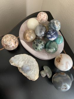 A Bundle Of SPHERES….a Rose quartz bowl