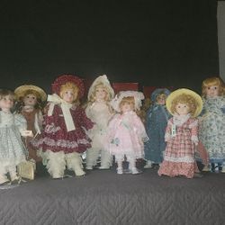 10 Piece Lot Of 'DYNASTY DOLL' Porcelain Dolls