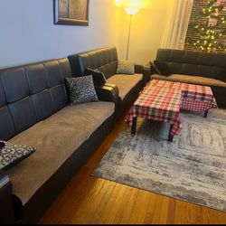 Couch ottomanson leather