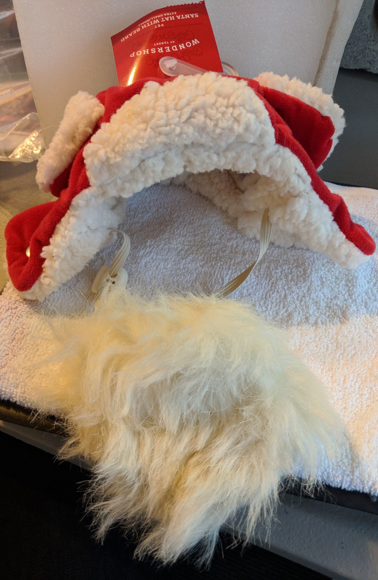 NEW XS/SM Dog Trapper Hat with Santa Beard