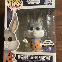 Funko Pop! 2023 SDCC Official Toy Tokyo Sticker with Pop Protector - Bugs Bunny as Fred Flintstone