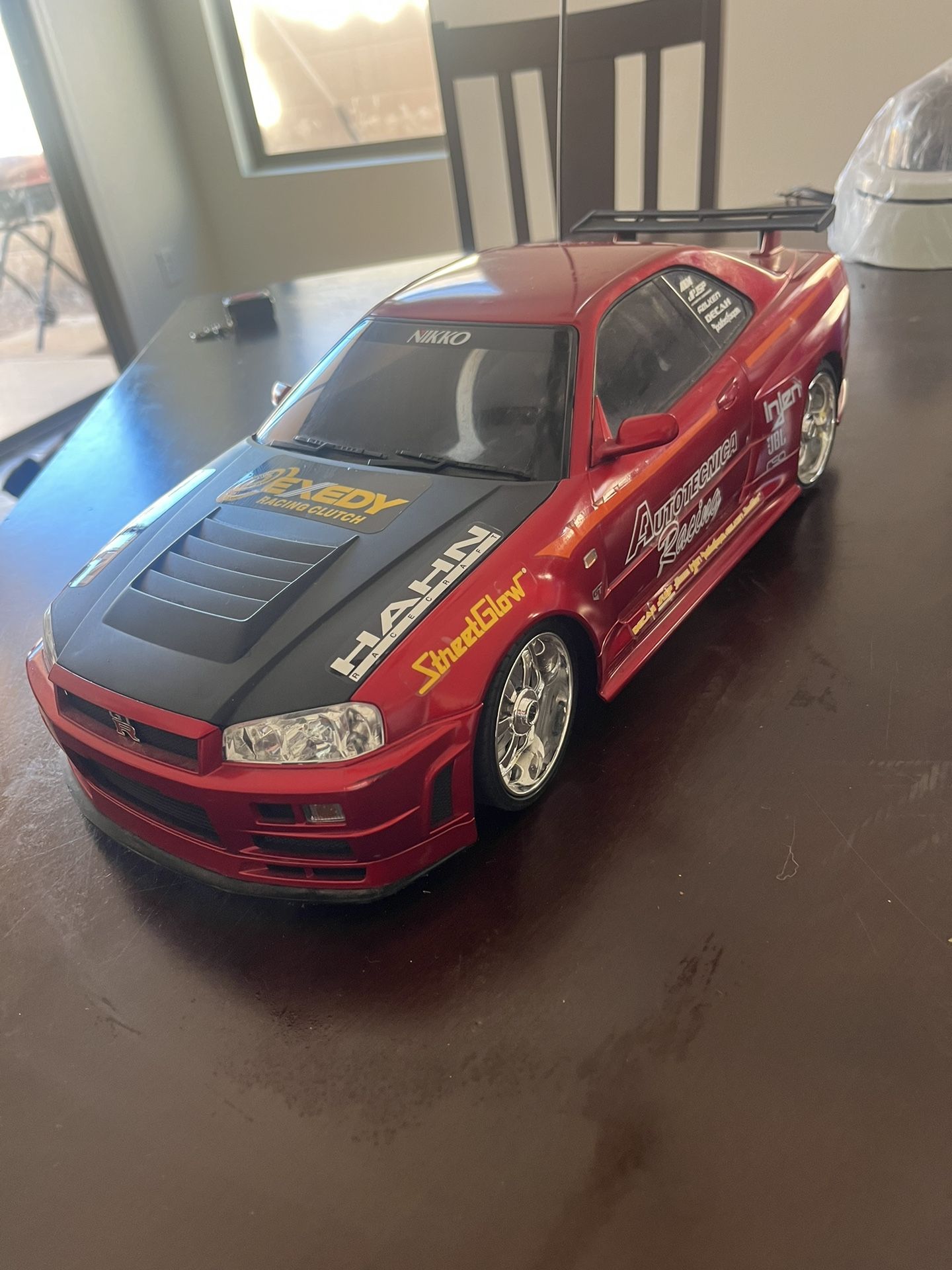 RARE LARGE SCALE VTG R/C NIKKO 2002 NISSAN SKYLINE GTR R34 RED DRIFT CAR 1:10 no remote works great