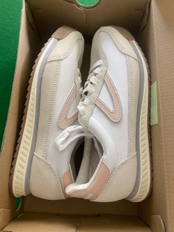 White and Pink Low-Top Sneakers