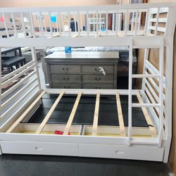 Twin Over Full Bunk Bed With Storage Drawers 