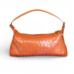 Orange woven shoulder bag